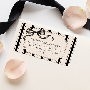 Black Bow Bridal Shower Return Address Label
