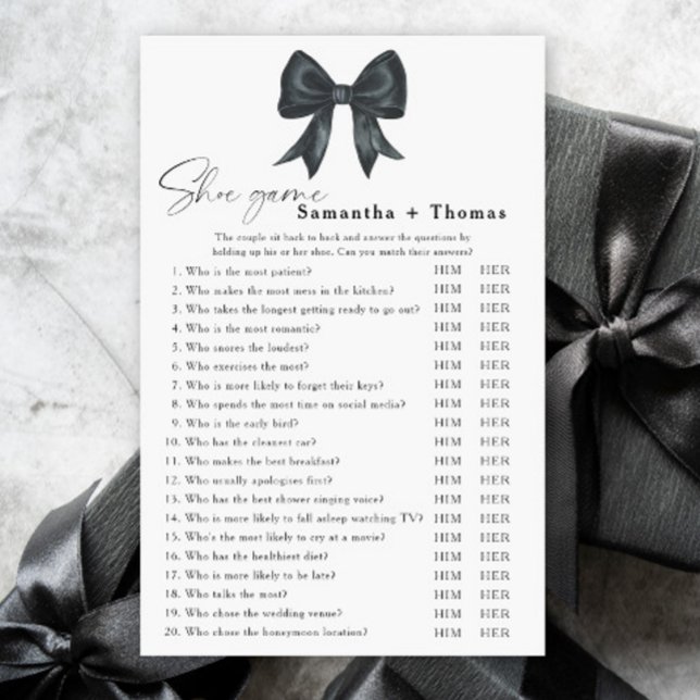 Black bow bridal shower Shoe game (Creator Uploaded)