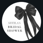 Black Bow Bridal Shower Sticker<br><div class="desc">Celebrate the bride-to-be with this elegant "She's Tying the Knot" bridal shower sticker. Featuring a trendy black bow,  this sticker exudes charm and sophistication.</div>