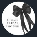 Black Bow Bridal Shower Sticker<br><div class="desc">Celebrate the bride-to-be with this elegant "She's Tying the Knot" bridal shower sticker. Featuring a trendy black bow,  this sticker exudes charm and sophistication.</div>