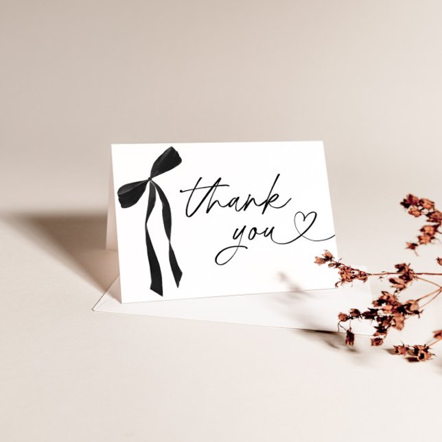 Black Bow Bridal Shower Thank You Card (Creator Uploaded)