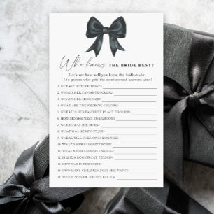 Black Bow Bridal Shower Who knows the bride best