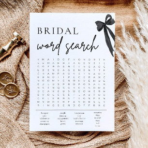Black Bow Bridal Shower Word Search Game Invitation
