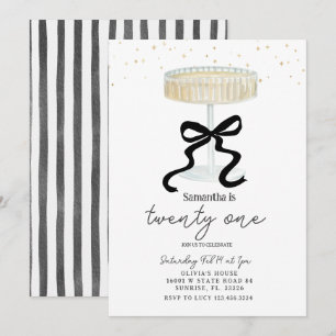 Black Bow Champagne Glass Party Invite