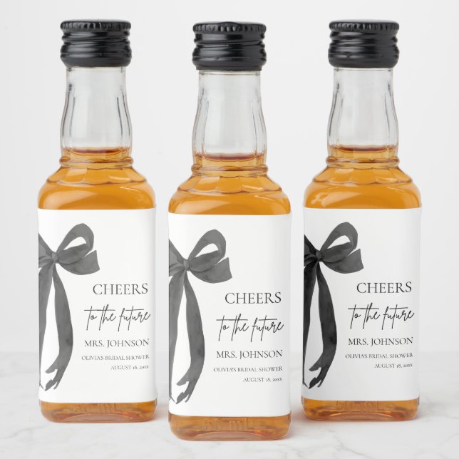 Black Bow Cheers To The Future Bridal Shower  Liquor Bottle Label (Bottles)