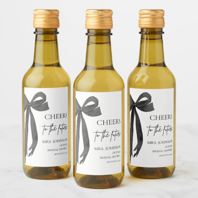 Black Bow Cheers To The Future Bridal Shower  Wine Label (Bottles)