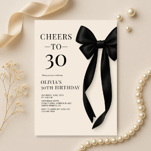 Black Bow Coquette 30th Birthday Invitation