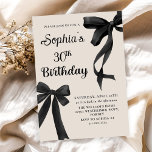 Black Bow Coquette 30th Birthday Party Invitation<br><div class="desc">Black Bow Coquette 30th Birthday Party Invitation</div>