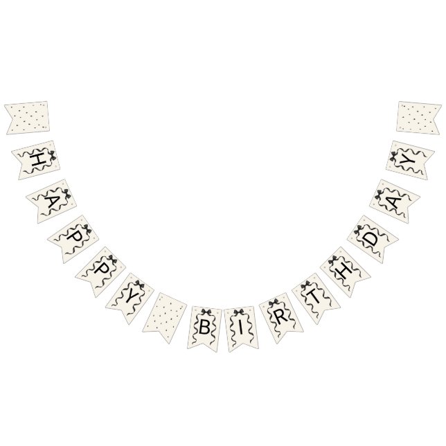 Black Bow Coquette Birthday  Bunting (All)