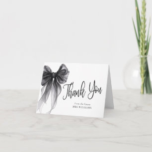 Black Bow Coquette Bridal Shower  Thank You Card