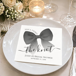 Black Bow Coquette Bridal Shower Tying the Knot Napkin