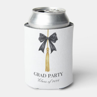 Black Bow Coquette Grad Party Can Cooler