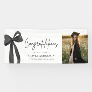 Black Bow Coquette Graduation Congratulation Banner