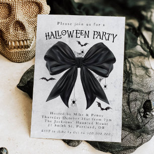 Black Bow Coquette Halloween Invitation