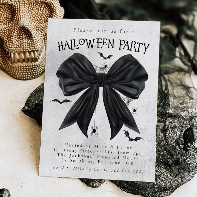 Black Bow Coquette Halloween Invitation (Creator Uploaded)