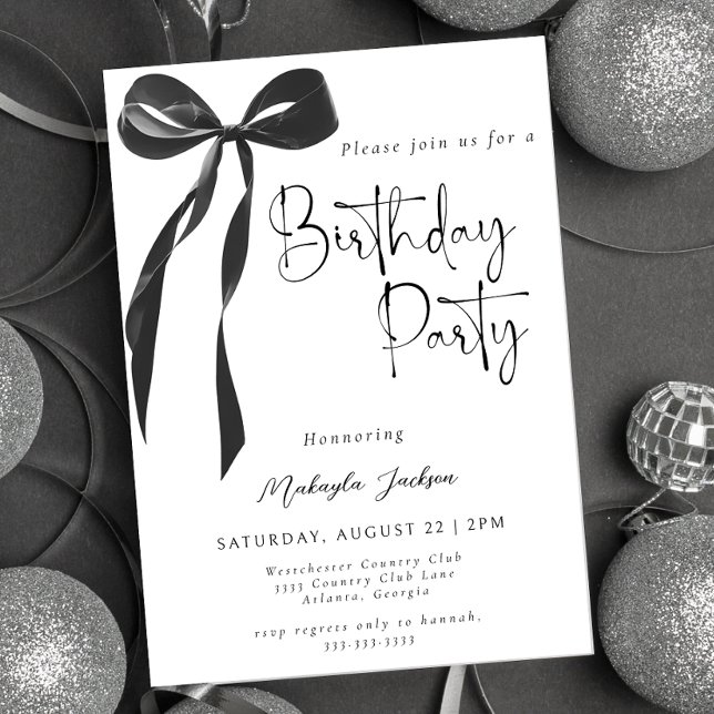 Black Bow Coquette Party Birthday Invitation (Creator Uploaded)