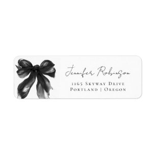 Black Bow Coquette Script Sweet 16 Party Return Address Label