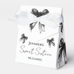 Black Bow Coquette Script Sweet 16 Thank You  Favour Box