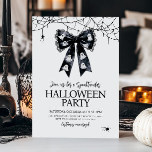 Black Bow Coquette Spooktacular Halloween Party Invitation