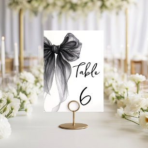 Black Bow Coquette Themed Wedding Table Number