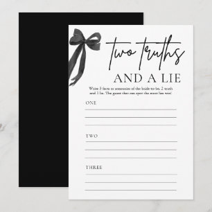 Black Bow Coquette Two Truths and a Lie Game Invitation