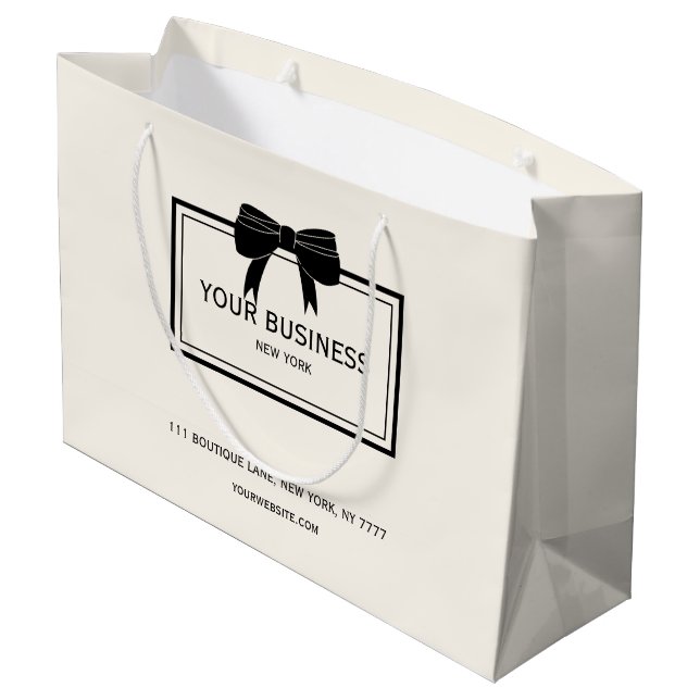 Black Bow Custom Business Name Promotional Large Gift Bag (Back Angled)