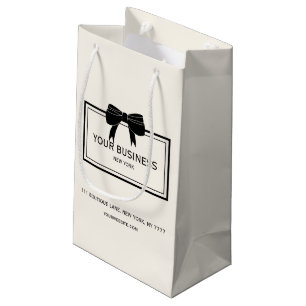 Black Bow Custom Business Name Promotional Small Gift Bag