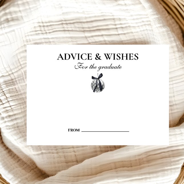 Black Bow Disco Ball Graduation Party  Enclosure Card (Creator Uploaded)