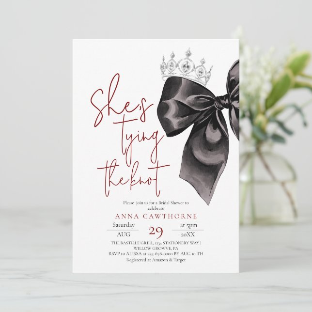 Black Bow ⎮Elegance Bridal Shower Invitation (Standing Front)