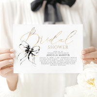 Black Bow Elegant Romantic Modern Bridal Shower
