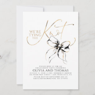 Black Bow Elegant Whimsical Engagement Party Invitation
