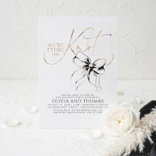 Black Bow Elegant Whimsical Engagement Party Invitation