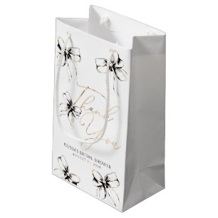 Black Bow Elegant Whimsical Thank You Small Gift Bag