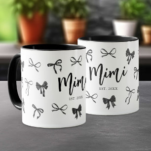 Black Bow Established Year Grandmother Mimi Mug