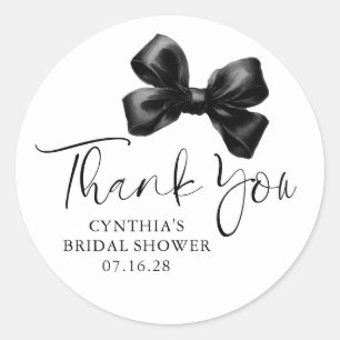 Black Bow Favours Bridal Shower Thank You  Classic Round Sticker
