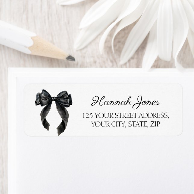 Black Bow french Bridal Shower addressing Return Address Label (Insitu)