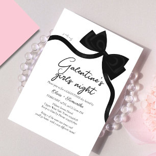 Black bow Galentine's girl night Valentine Invitation