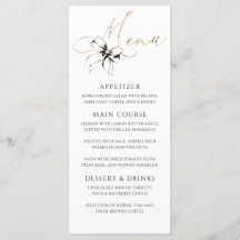 Black Bow Gold Typography Elegant Party Menu