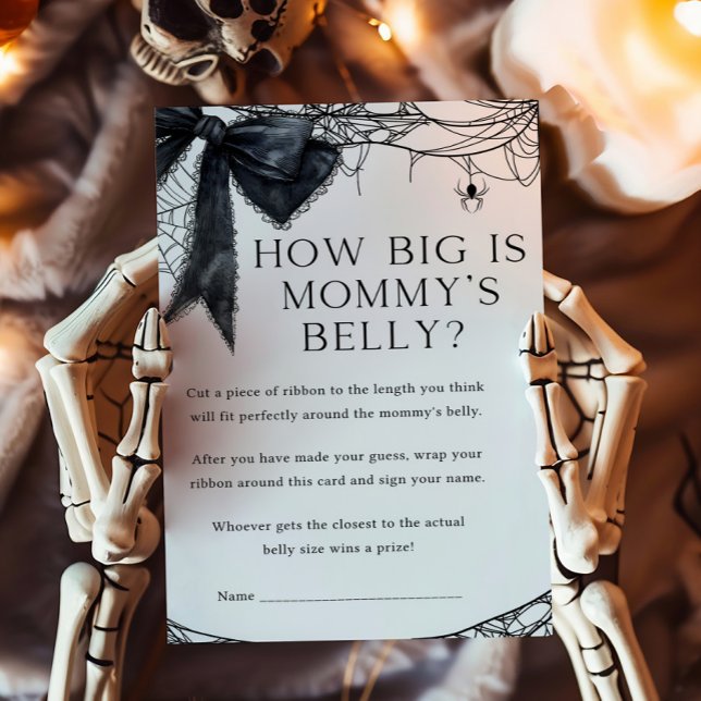 Black Bow Gothic How Big Is Mummy's Belly Game (Black Bow Gothic Little Boo Baby Shower How Big Is Mommy's Belly Game)