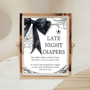 Black Bow Gothic Little Boo Late Night Diaper Sign