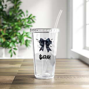 Black Bow Gothic Tote Bachelorette Bridesmaid gift Acrylic Tumbler