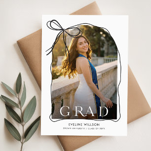 Black Bow Grad Arch Photo Graduation Invitation Postcard