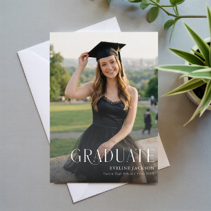 Black Bow Graduate Photo Graduation Announcement Postcard