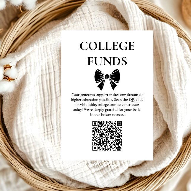 Black Bow Graduation  College Funds Enclosure Card (Creator Uploaded)