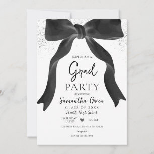 Black Bow Graduation Party Invitation