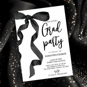Black Bow Graduation Party Invitation