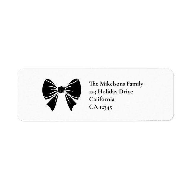 Black Bow Graduation Party  Return Address Label (Front)