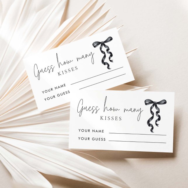 Black Bow Guess How Many Kisses Bridal Game  Enclosure Card (Creator Uploaded)
