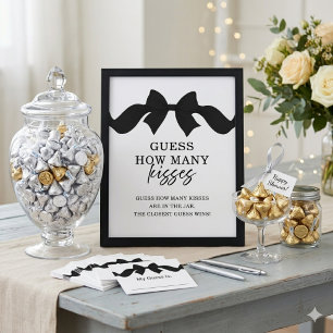 Black Bow Guess How Many Kisses Bridal Shower Sign