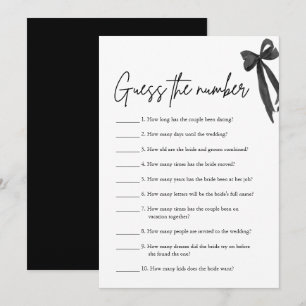 Black Bow Guess the Number Bridal Shower Game Invitation